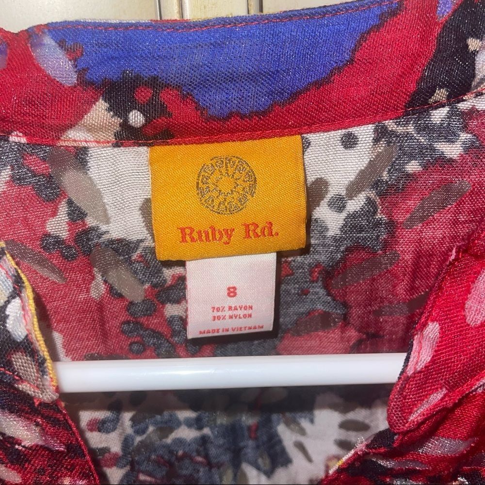 Ruby Rd. Semi-Sheer Multicolor Button Down Blouse - Size 8‎ - Picture 6 of 9